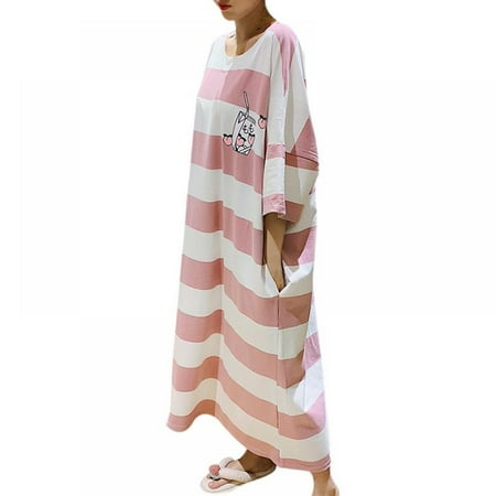 

Karlsitek Summer Fashion Ultra-Loose Fruit Stripe Print Design Short-Sleeved Home Nightdress