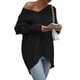 thumbnail image 5 of Sunloudy Suéter de otoño para mujer, suéter de punto de manga larga con cuello en V de color sólido con dobladillo irregular para damas, S / M / L / XL Sunloudy  moda, 5 of 8