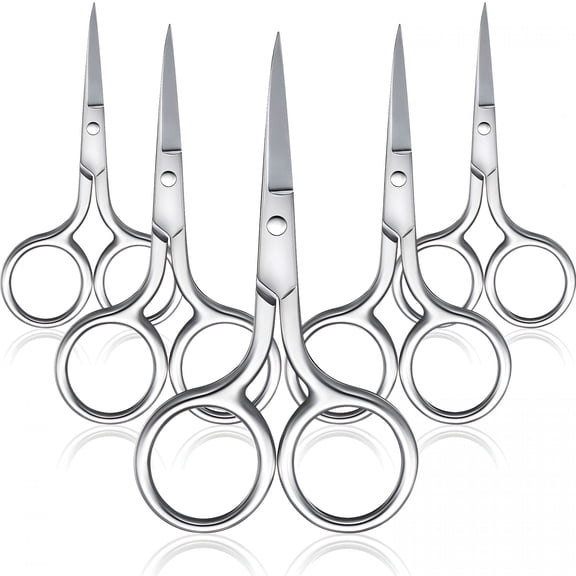 EXLEAF 5 Pack Small Straight Tip Nose Hair Scissors, Stainless Steel Grooming Shears for Eyebrow Mustache Beard Ear Trimming, Portable Facial Hair Removal Kit for Home Travel