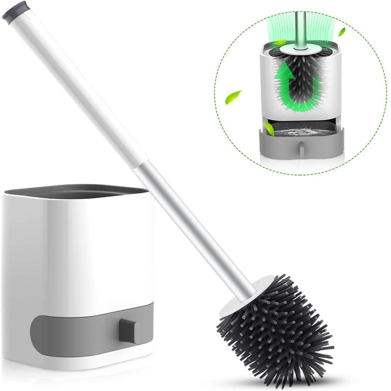 Toilet Brush with Holders,Silicone Toilet Brush with Hidden Tweezers.Modern Hygienic Toilet Brushes and Holders Sets.Loo Brush with Holder Quick Drying.Toilet Bowl Brush and Holder Cleaning Brush 