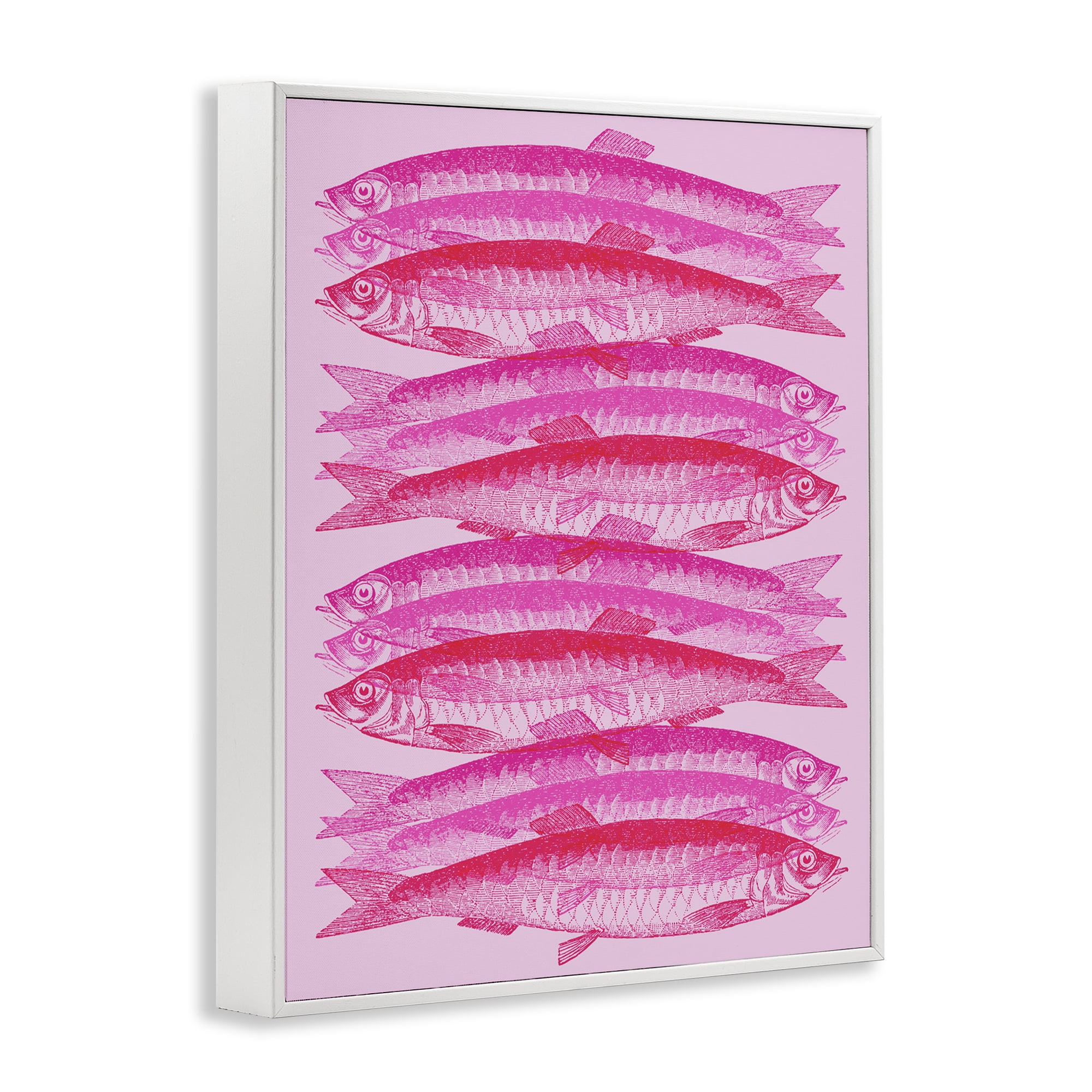 Stupell Industries Pink Layered Fish Animals & Insects Painting White Framed Art Print Wall Art, 11 x 14