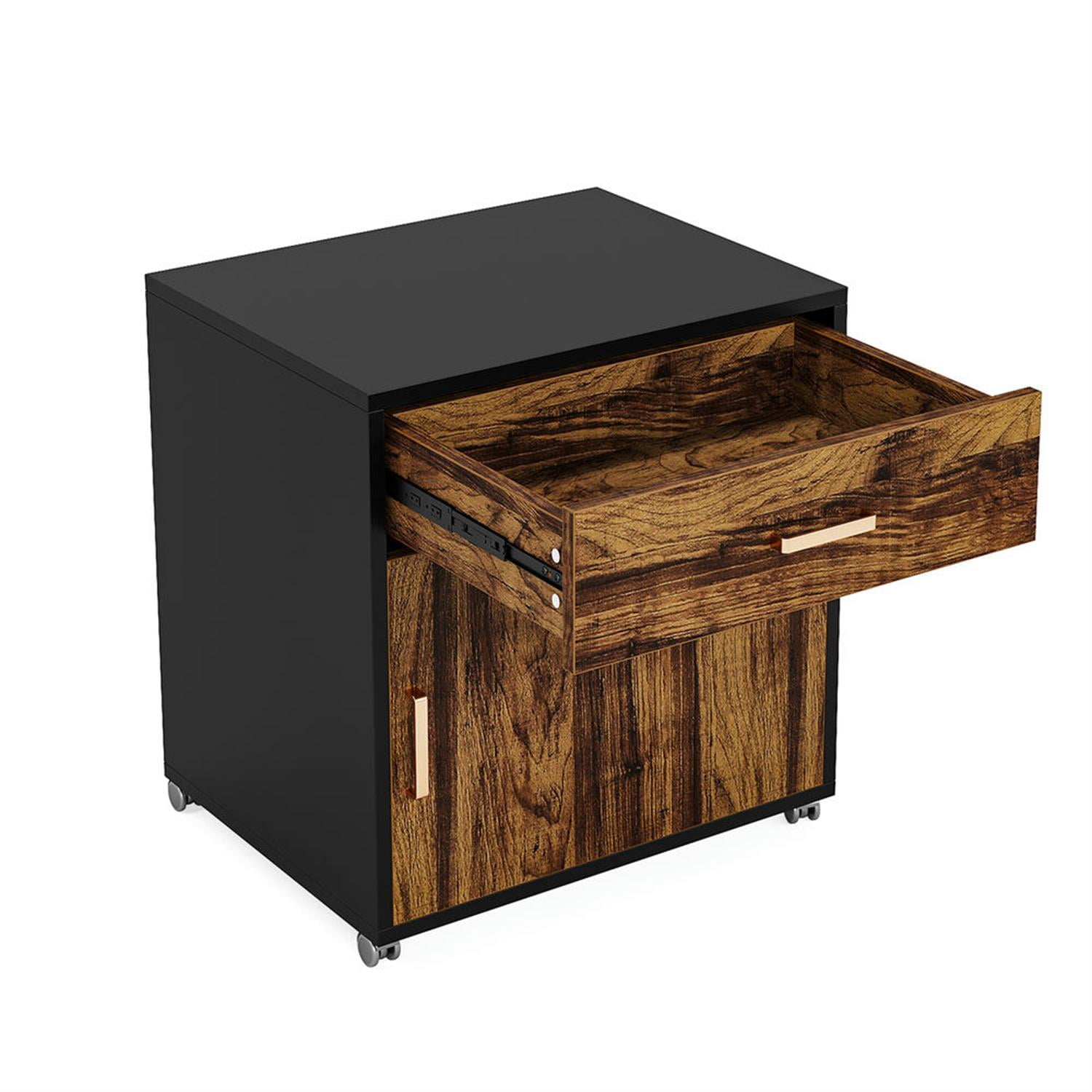 Demi Bonn Modern L Shaped Gaming Desk, 71" Executive Desk with Mobile Lateral File Cabinet for Home Office, Brown