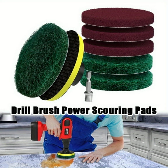 Heavy-Duty Drill Scrubber Attachment - 6 Pads for Effortless Bathroom & Kitchen Cleaning