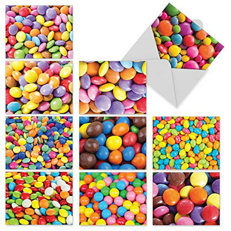 'M2000 CANDY MAN' 10 Assorted All Occasions Notecards Serve Up Sweet Sugar-Coated Candy Images with Envelopes by The Best Card