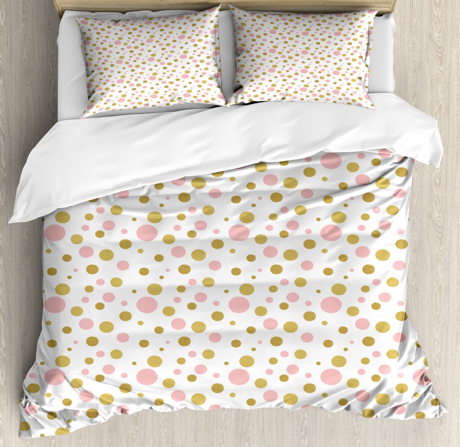 Pink Polka Dots Duvet Cover Set King Size, Blemishes in Small Big and