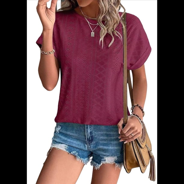 Tops de Corta para Mujer Color Vino Tinto L
