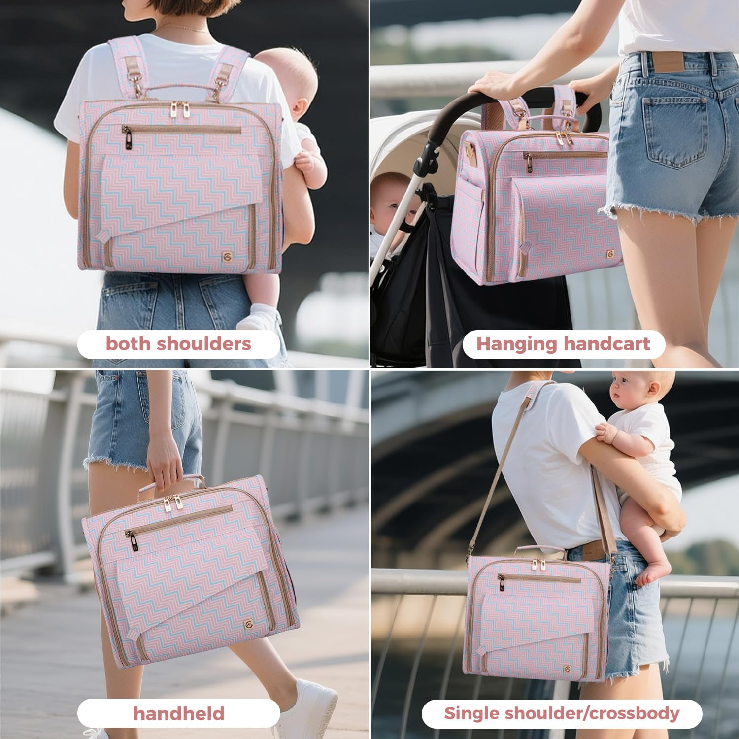 BRONZY Diaper Bag Large - Convertible Design Converts to Tote Bag, Stroller-Friendly & Waterproof Fabric, Spacious Storage for Baby Essentials