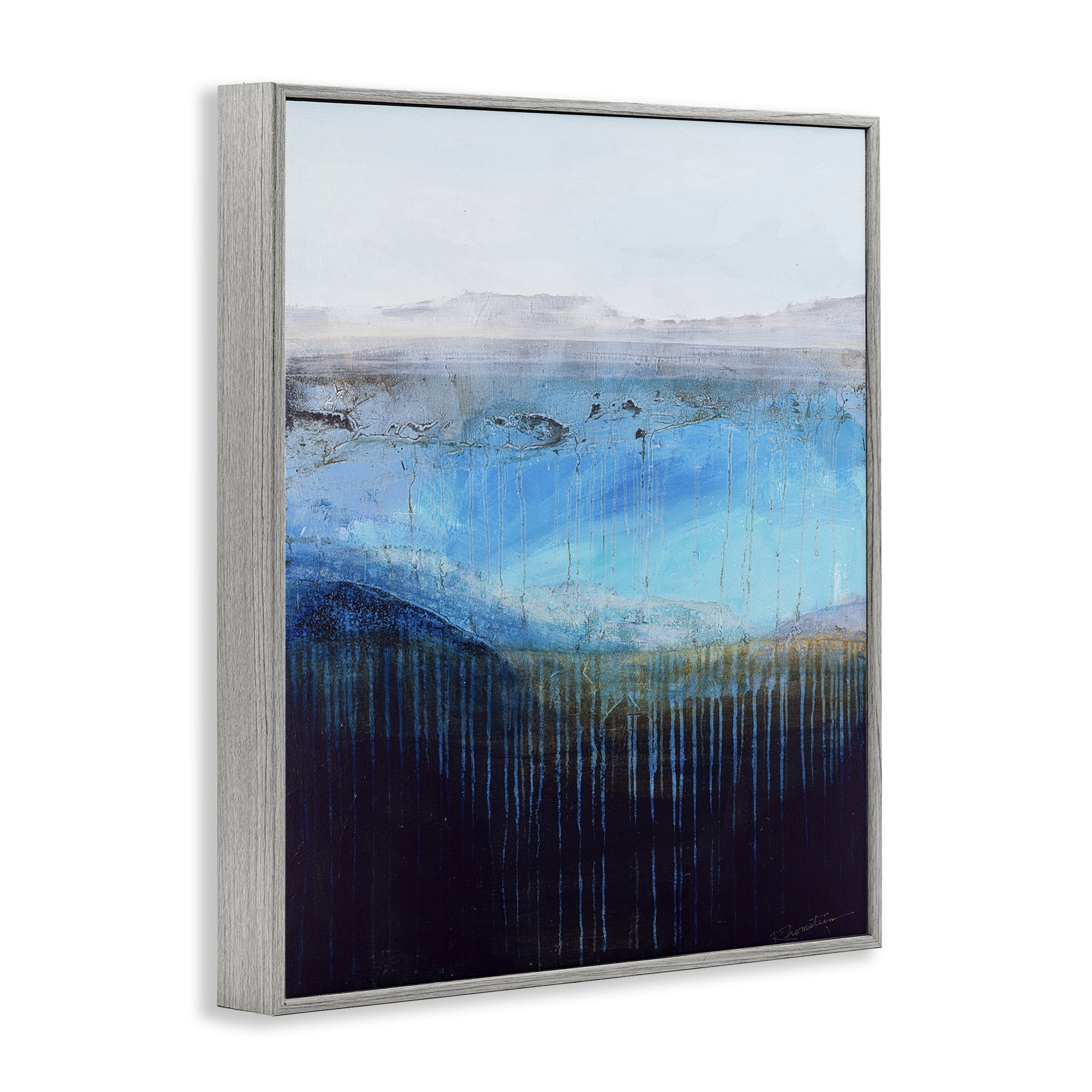 Stupell Industries Intense Abstract Landscape Abstract Painting Gray Framed Art Print Wall Art, 16 x 20