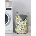 thumbnail image 3 of Botanical Laundry Bag, Pastel Meadow Blossoms Revival Rose Buds Leaves Aster Garden Art, Basket with Handles Drawstring Closure for Laundromats, 13" x 19", Blush Lime Green Mustard, by Ambesonne, 3 of 4