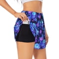 thumbnail image 3 of Lsque Skull flower star sky Printed Women's Running Shorts with Liner Pockets,Elastic Quick Dry Workout Athletic Gym Yoga Shorts,Womens High Waist Shorts-X-Large, 3 of 9