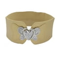 thumbnail image 5 of Women Stretch Wide Gold High Waist Hip Belt Silver Heart Buckle S M, 5 of 8