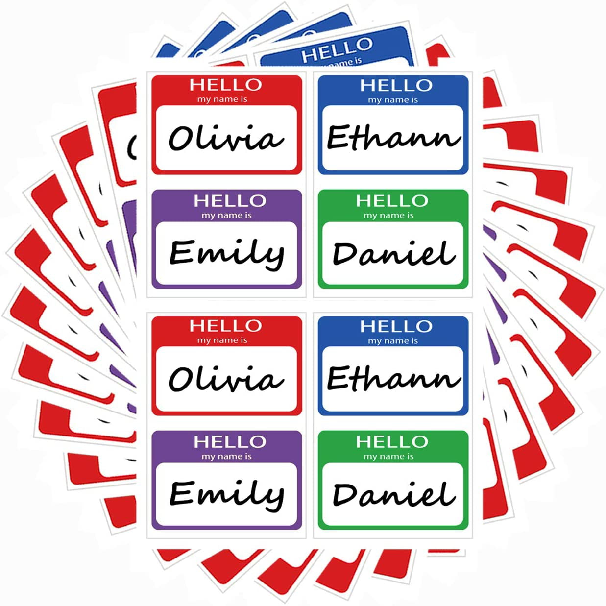 Colored Hello My Name is Stickers - Stick on Name Badges - Self ...