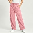 thumbnail image 2 of VBVC Women's Drawstring Wide Leg Cargo Pants , Casual Adjustable Hem Sweatpants For Women, Ladies' Y2K Streetwear Trousers with Pockets, Pink , S-3XL, 2 of 10