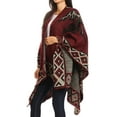 thumbnail image 6 of Sakkas Lupe Womens Reversible Poncho Wrap Cape Shawl Sweater Coat Cardigan Pattern - Tile Burgundy - One Size Regular, 6 of 7