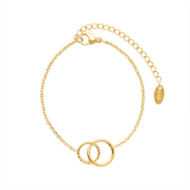 Pulsera de doble círculo de moda collar de mujer collar de cadena de clavícula de mujer conjunto de joyas de acero de titanio P796-E139 oro ZefeiWu 9024715103246