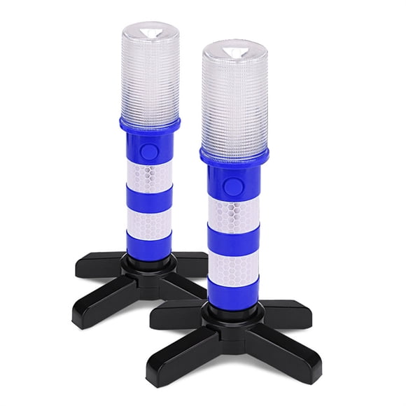 Powerful Flashlight With Storage Case Waterproof Safety Strobe Light Road Traffic Torch Focusing Professional Camping Supplies Blue