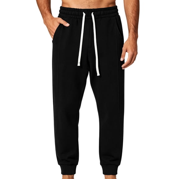 Frnrwgo Mens Cotton Jogger Sweatpants Loose Fit Drawstring Elastic Waist Cuffed Leg All Season Casual Streetwear Pants