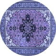 thumbnail image 1 of Ahgly Company Machine Washable Indoor Round Medallion Blue Traditional Area Rugs, 7' Round, 1 of 4