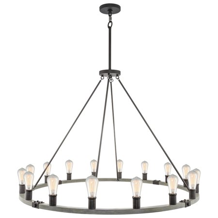 

Kira Home Jericho 50 Rustic Farmhouse Wagon Wheel Chandelier Round Kitchen Island Light Accents Gray Oak Wood Style