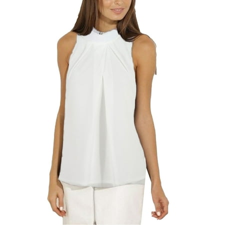 Women Chiffon Sleeveless Vest High Halter Neck T Shirt Blouse Tank Top
