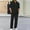 Black, variant on Frnrwgo Men's 2 Piece Casual Set Short Sleeve Lapel Shirts and Drawstring Elastic Waist Pants Quick Dry Breathable Summer Outfits