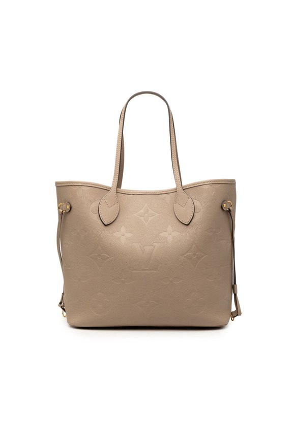 Pre-Owned Louis Vuitton Monogram Empreinte Neverfull MM Tote Bag Shoulder M45686 Tourterelle...