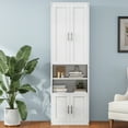 thumbnail image 3 of Newboti Furniture Full Size Murphy Bed with 1 Side Cabinet Storage Shelf, 61.5-inch Cabinet Bed Folding Wall Bed with Desk Combo Perfect for Guest Room, Study, Office, White NO.75544, 3 of 16