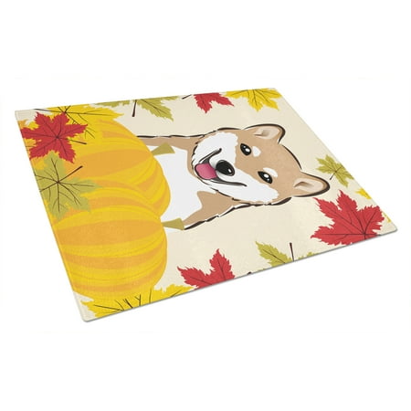 

Caroline s Treasures Shiba Inu Thanksgiving Glass Cutting Board Large
