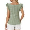thumbnail image 3 of INSPIRAR CHIC Blusas de Cuadros para Mujeres con Cuello Cuadrado y Mangas de Volante Verano XL Verde Oscuro, 3 of 6