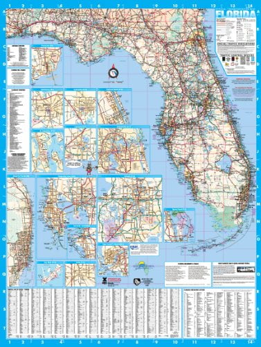 Florida State Laminated Wall Map Poster 36x48 
