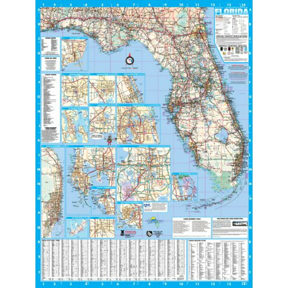 36" x 48" Florida Wall Map Large Laminated Poster by Swiftmaps