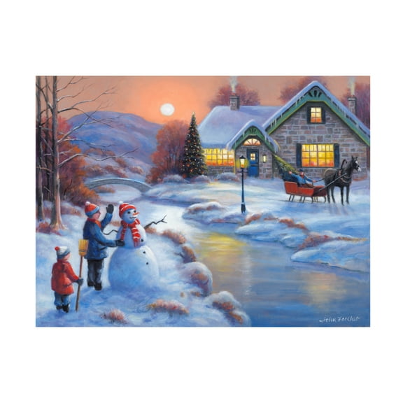 Canvas Wall Art - John Zaccheo 'Riverside Greetings' Wall Art for Living Room, Bedroom, or Office Décor by Trademark Fine Art - 19 x 14 Inches