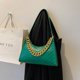 thumbnail image 2 of Bolsa bandolera con cadena de cuero PU para mujer, con cremallera de color sólido (verde) Ehuebsd Para Estrenar, 2 of 8