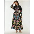 thumbnail image 7 of Printed Long Sleeve Maxi Dress with Belt, 7 of 7