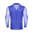 thumbnail image 3 of HULIJA Men Rhinestones V-Neck Long Sleeve Pullover Latin Tango Rumba Dance Shirt Blouse Royal Blue M, 3 of 5