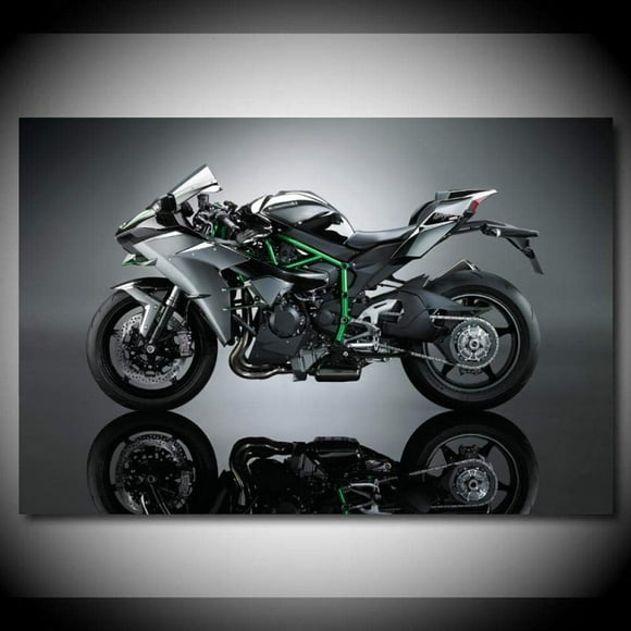 HSHDLDF Superbike Kawasakis Ninja H2 Motorcycle Wall Art Picture Posters and Prints Modern Canvas Paintings for Living Room Decor|60x80cm No Frame