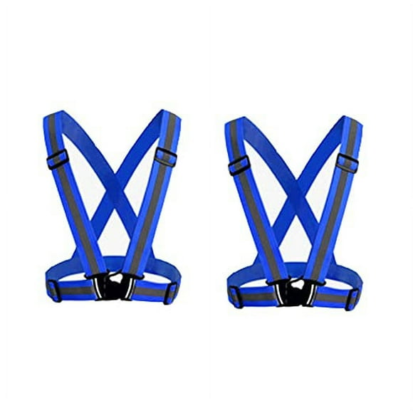 Hweilai Pack of 2 (Blue)Reflective Safety Vest for Adults/Kids, High Visibility Adjustable Work Vest Jacket, Hi Vis Sports Equipment for Jogging