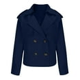 thumbnail image 7 of RQYYD Women Crop Double Breasted Trench Coat Raglan Sleeve Work Office Cropped Jacket With Pockets, 7 of 7
