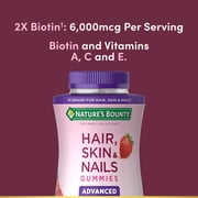 Nature's Bounty Advanced Hair Skin and Nails Vitamins with Biotin, Beauty Support Strawberry Gummies, 80 Count
