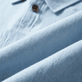 thumbnail image 5 of Linen Polo Shirt for Men, Long Sleeve Button Down Collared Lightweight Solid Color Top, Fall Loose Fit Casual Blouse with Chest Pocket Sky Blue M, 5 of 6