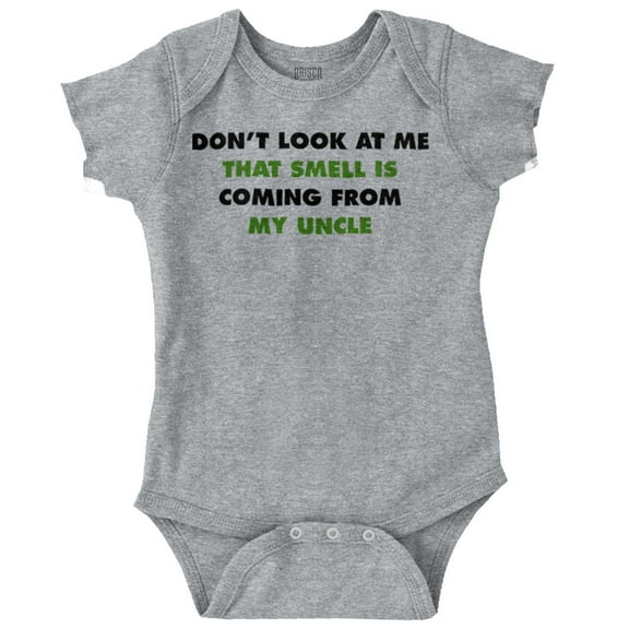 Funny Not Me Smelly Uncle Joke Romper Boys or Girls Infant Baby Brisco Brands NB
