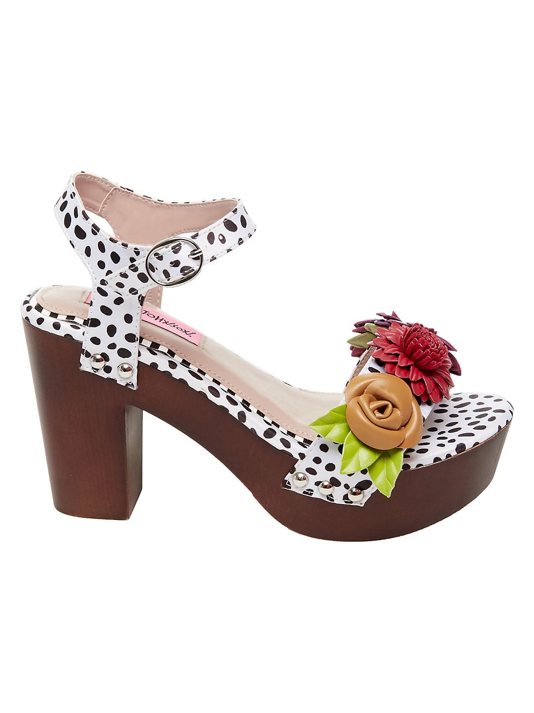 betsey johnson rosee flower wood clog sandals