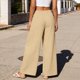 thumbnail image 4 of Pantalones de Cintura Elástica de las Mujeres Color Sólido Casual Bolsillo Pantalones de Pierna Recta para el Uso Deportivo Diario, 4 of 7