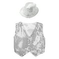 thumbnail image 2 of Aislor Kids Boys Girls Sequins Vest Top Performance Party Costume Hip Hop Jazz Modern Dance Waistcoat Jacket with Hat 3-14, 2 of 7