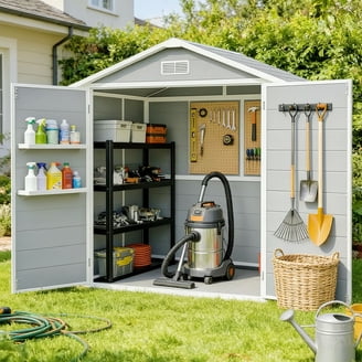 GVDV Garden Shed, 6'x4' Resin Storage Shed with Floor for
