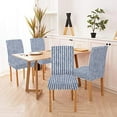 thumbnail image 2 of Folk Stripes Bleached Effect Dining Chair Cover Set of 4 Removable Decorative Seat Slipcovers for Kitchen Office, 2 of 6