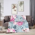 thumbnail image 6 of DouZhe Ultra-Soft Micro Fleece Lightweight Flannel Bed Blanket, Romantic Pink Navy Floral Print Cozy Warm Throw Blankets, 40"x30", 6 of 7