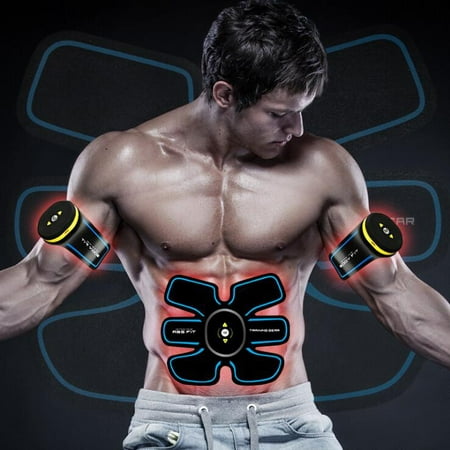 EMS Abdominal ABS Fit Muscle Training Gear Body Home Exercise Shape Fitness 3 Controller 6Mode USB Charger Smart Training Body Building ABS Toners Home Workout