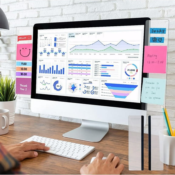 Monitor Memo Board, Multifunction Computer Monitor Memo Board Transparent Monitor Side Panel Creative Desktop Memo Board Easy to Use Suitable for Home Office Desktop