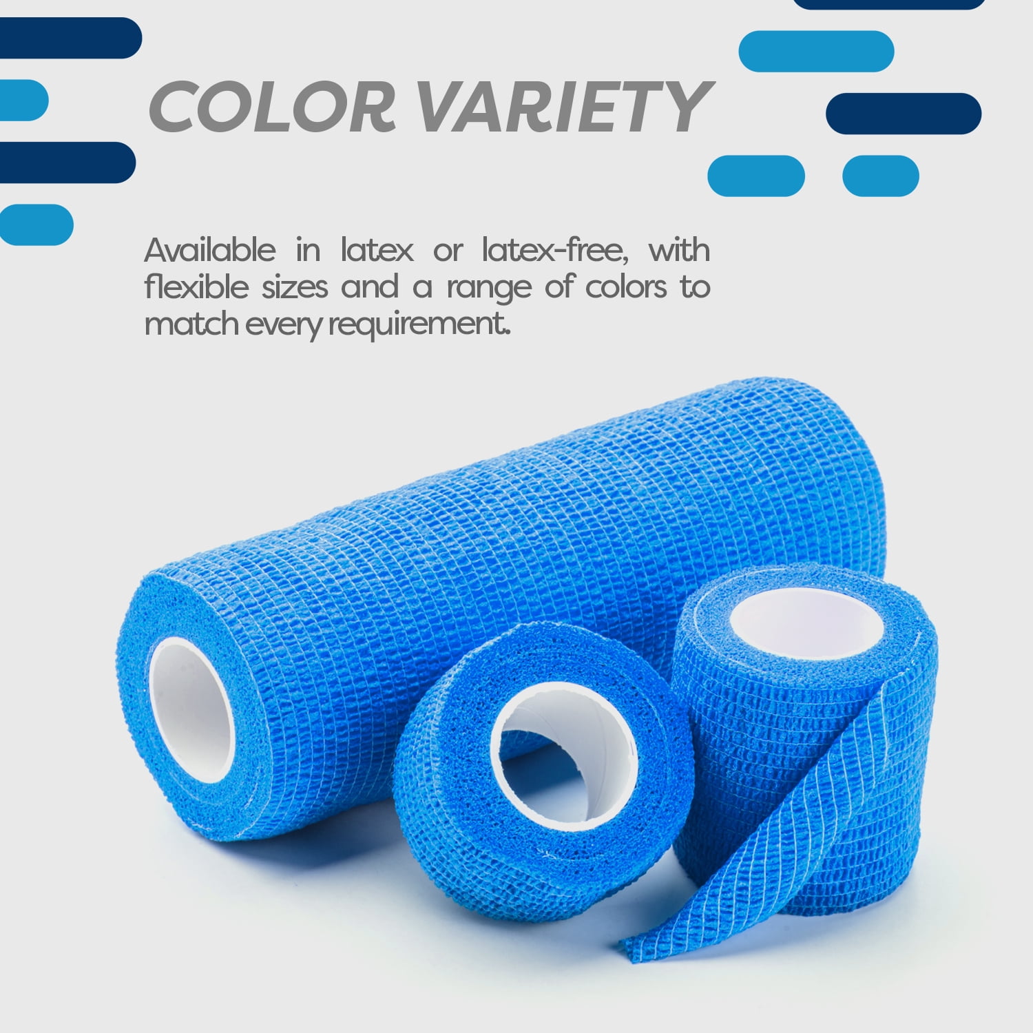 Dynarex Sensi-Wrap Self-Adhesive Bandages, 30-Pack, 1" x 5 yards, Dark Blue, Latex, Colored Elastic Cohesive Athletic Tape, Tattoo Grip & Vet Wrap